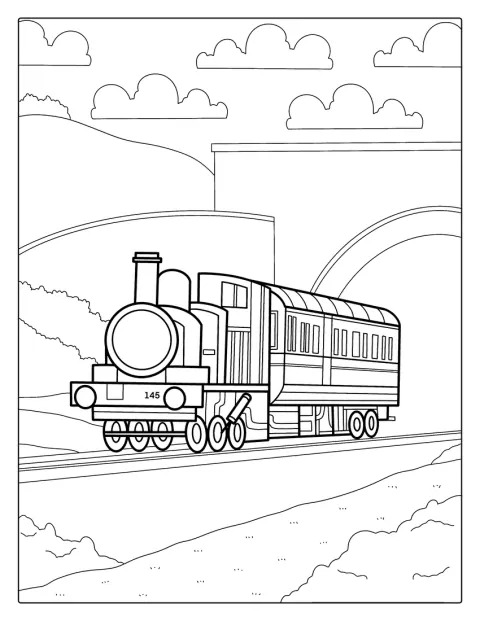 El tren emerge de un túnel mientras avanza por las vías.