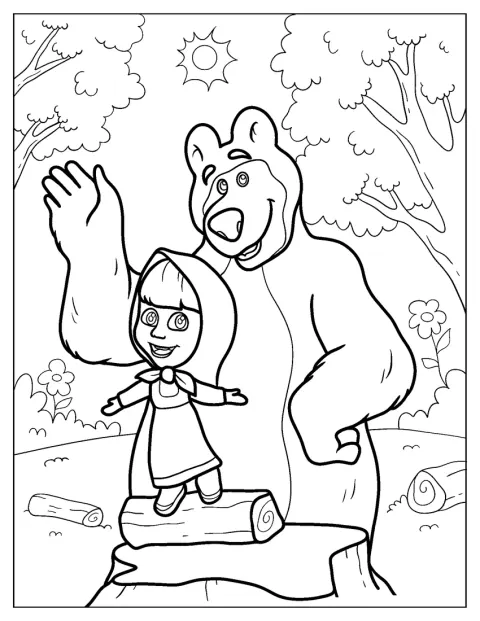 Masha e Orso trascorrono del tempo all’aperto.