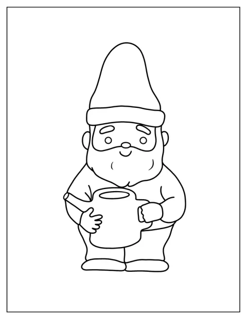 Spring Coloring Page Gnome Outline