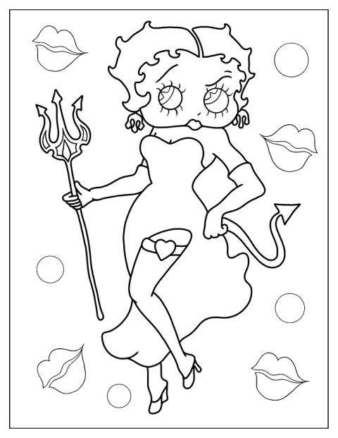 Betty Boop er klædt ud som en lille djævel.