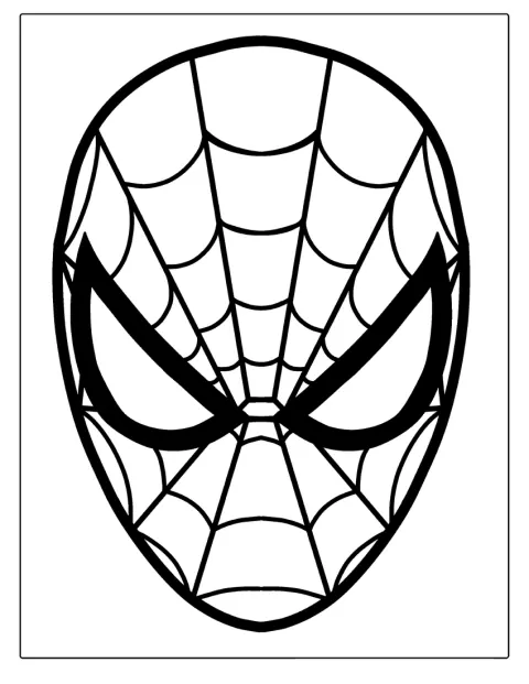 スパイダーマンのマスクを正面から大きく描いています。