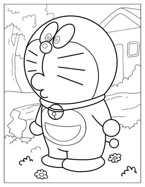 Doraemon ser nysgjerrig ut.