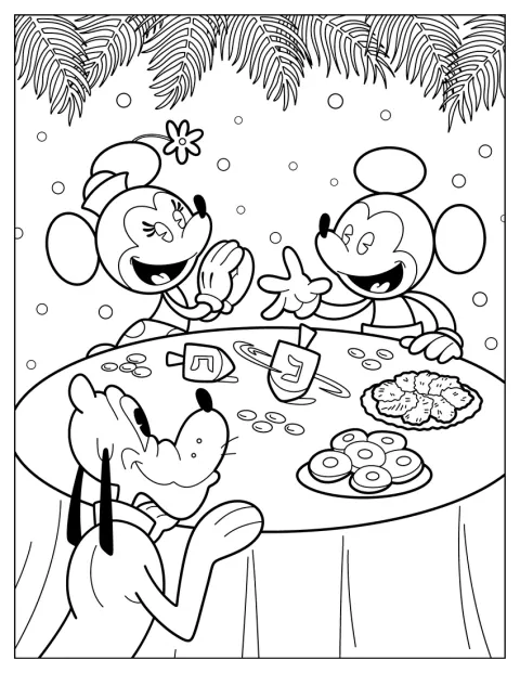 Mickey Mouse, Minnie Mouse a Pluto společně slaví Chanuku.