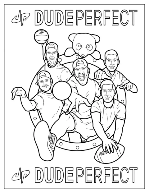 Panda staat met Garrett, Tyler, Coby, Cory en Cody bij elkaar.