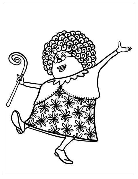 Grammy Norma danst vrolijk.