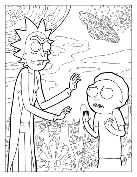 Rick spiega qualcosa a Morty con aria seria.
