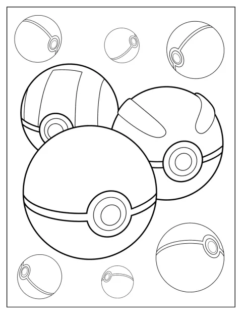 Poké Ball, Ultra Ball i Great Ball stoją obok siebie.