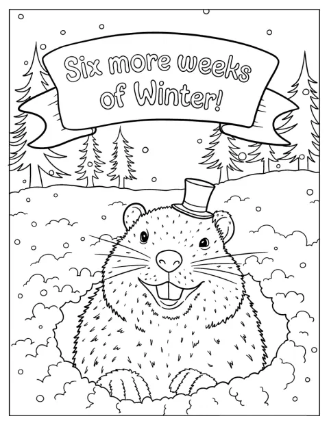 Ett glatt murmeldjur tittar upp ur den snötäckta marken.