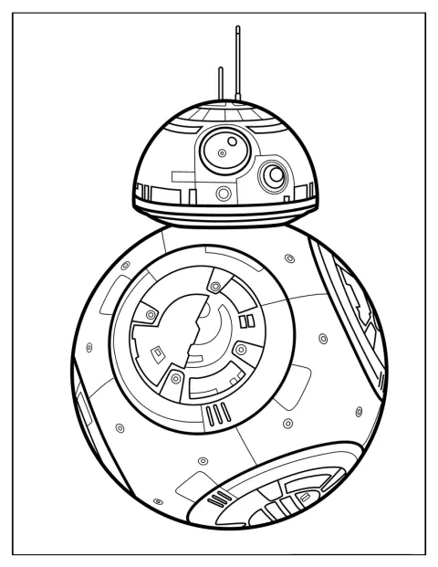 Robotul BB-8 este ilustrat cu toate detaliile sale rotunjite.