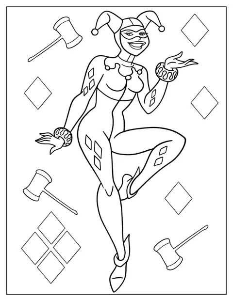 Easy Harley Quinn Coloring Page For Preschoolers