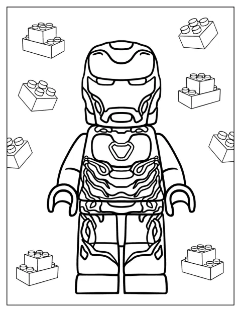 En søt LEGO Iron Man står i positur.