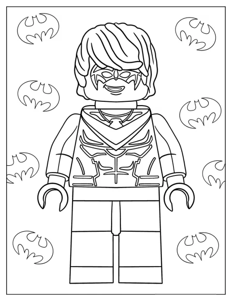 ナイトウィングがレゴのキャラクターとして描かれています。