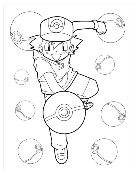 Ash wirft einen Pokéball, um ein Pokémon in den Kampf zu schicken.