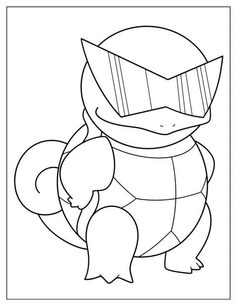 Un miembro del Escuadrón Squirtle posa con gafas de sol.