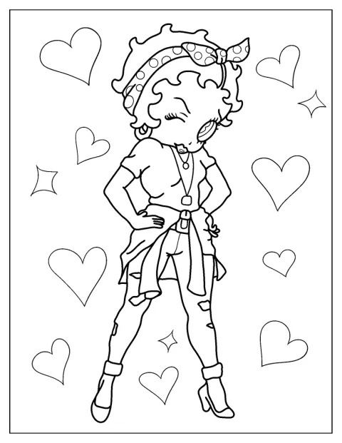Betty Boop pisca o olho e sorri, numa pose divertida.