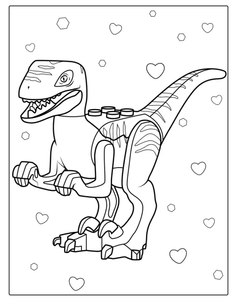 Un Velociraptor construido con piezas de Lego.