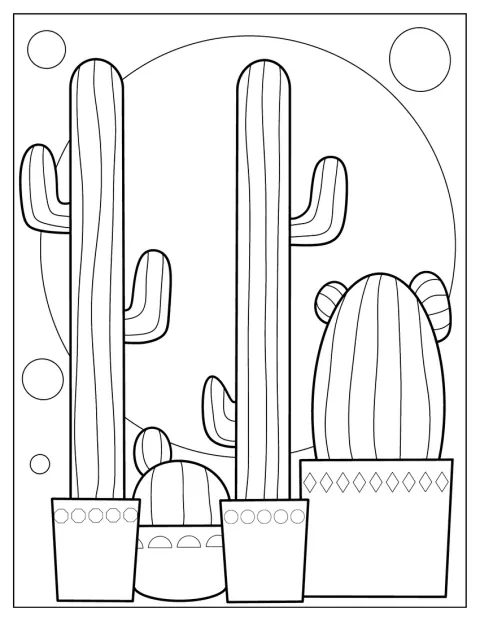 Um cato saguaro alto está ao lado de um cato barril redondo.