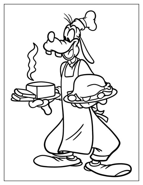 Pippo porta in tavola un tacchino arrosto e del pane fresco.