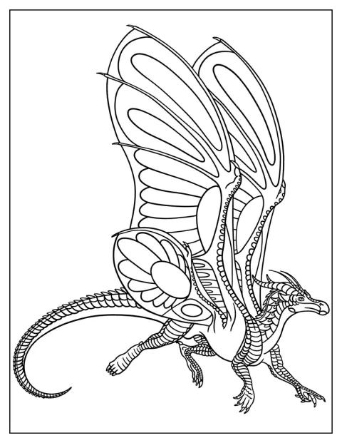 Un drago SilkWing mostra le sue ali decorate.