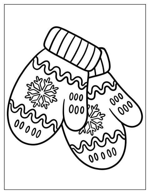 Unas manoplas están decoradas con grandes copos de nieve.