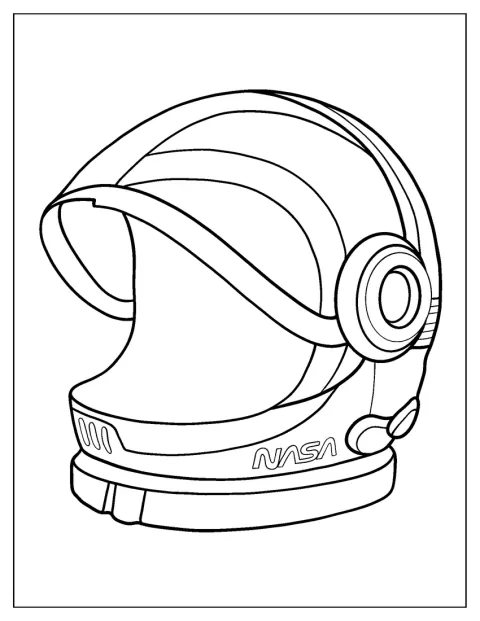 NASAの宇宙飛行士が使う、宇宙服のヘルメットが描かれています。