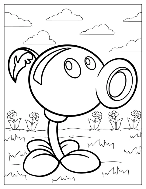 Rostlinka Peashooter stojí připravená k akci.