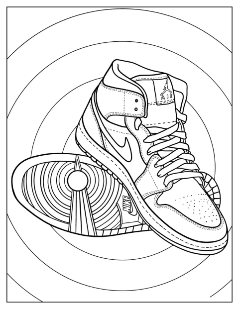 Coloring Sheet Of Air Jordan 1 Retro Mid