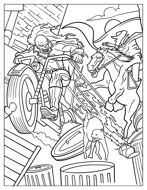Carter Slade jagt Ghost Rider auf dessen Motorrad hinterher.