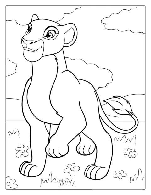 Nala, leoaica din The Lion King, privește înainte.