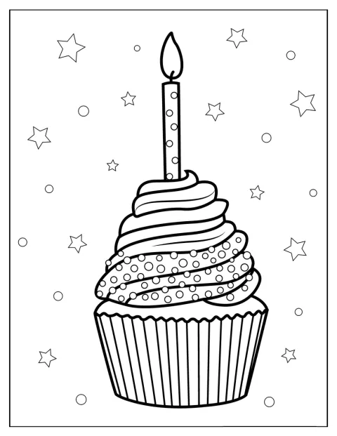 Auf einem Cupcake zum Geburtstag brennt eine Kerze.