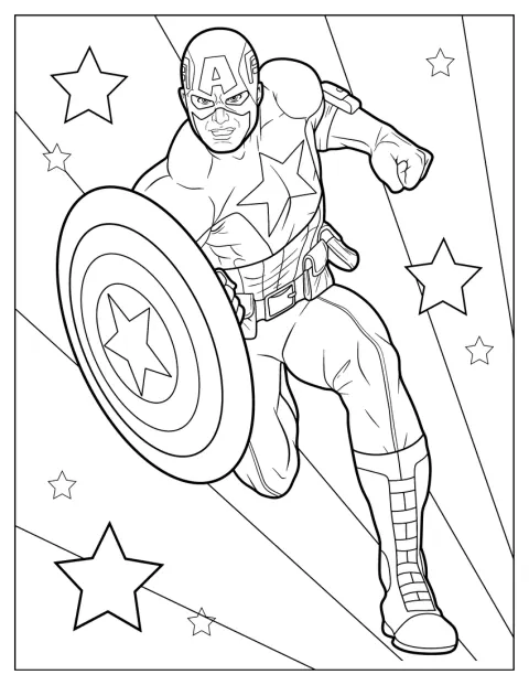 Realistic Captain America Coloring Sheet