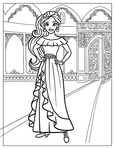 La princesse Elena se tient à l’intérieur du palais d’Avalor.