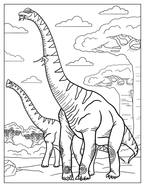 Egy élethű Brachiosaurus teljes alakja látható.