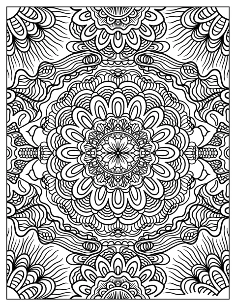 Trippy Coloring Page Of Psychedelic Full Page Mushroom Mandala