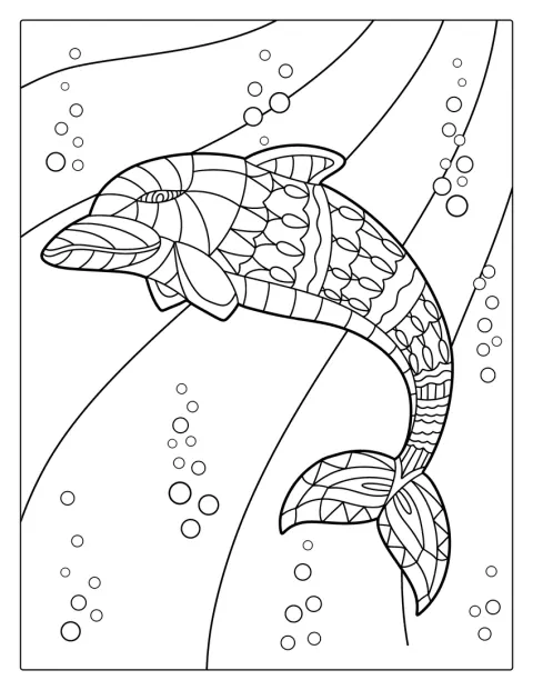 Mandala Dolphin Coloring Page For Adults