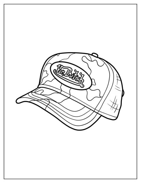 Von Dutchのロゴが入ったキャップが正面から描かれています。