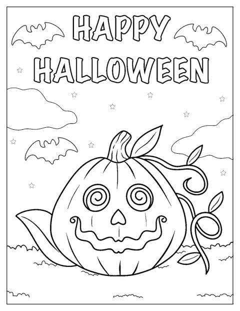 Et glad græskar fejrer Halloween med et stort smil.