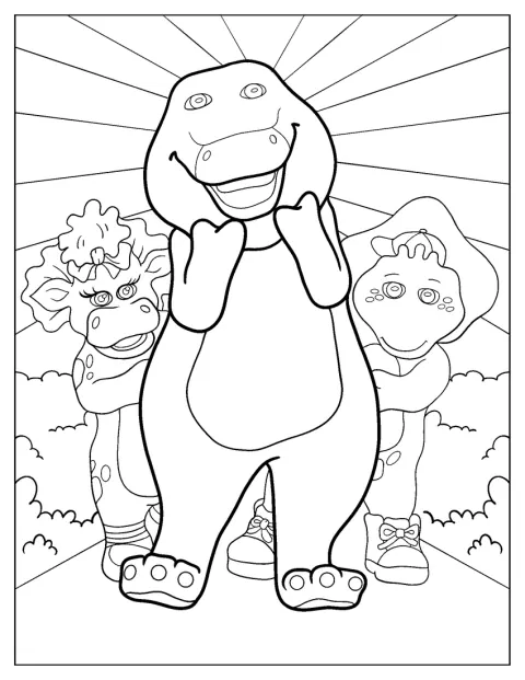 Hinter Barney verstecken sich BJ und Baby Bop.