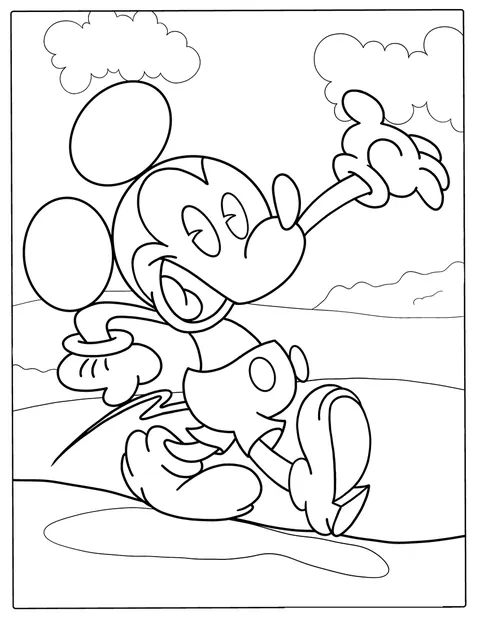 Mickey Mouse surge representado num estilo retro.