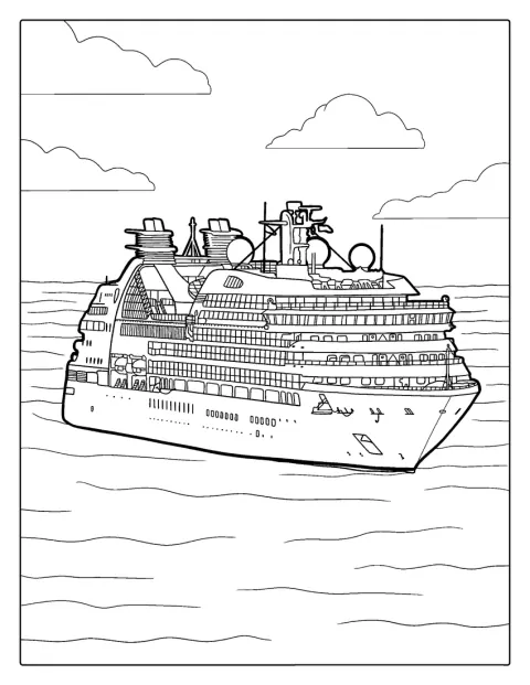 Un vas mare de croazieră plutește pe marea deschisă.