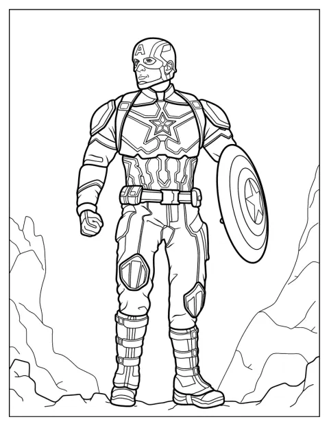 Căpitanul America ține în mână scutul său de vibranium.