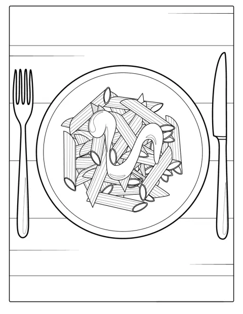 Ein Teller Carbonara-Pasta ist von oben zu sehen.