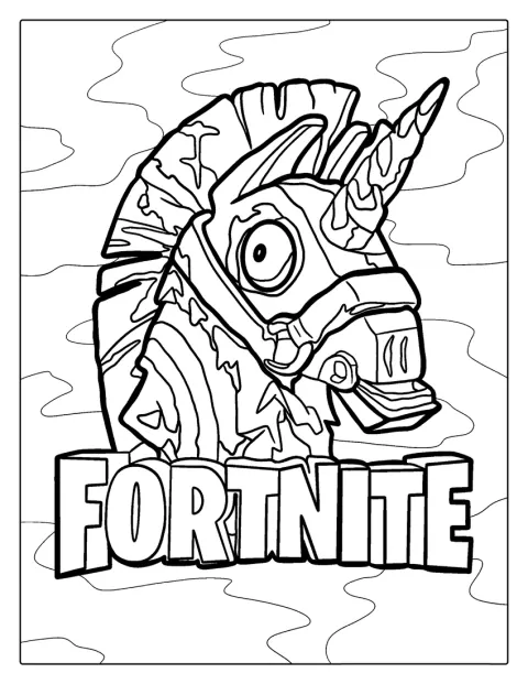 Een llama uit Fortnite staat naast het spellogo.