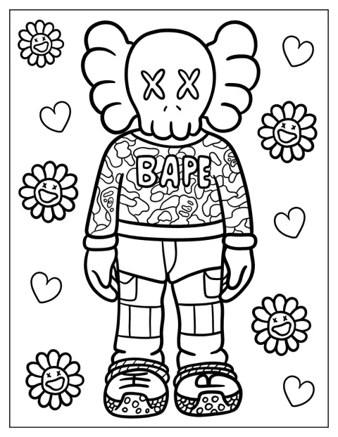 La figura KAWS Companion luce una camiseta de Bape.