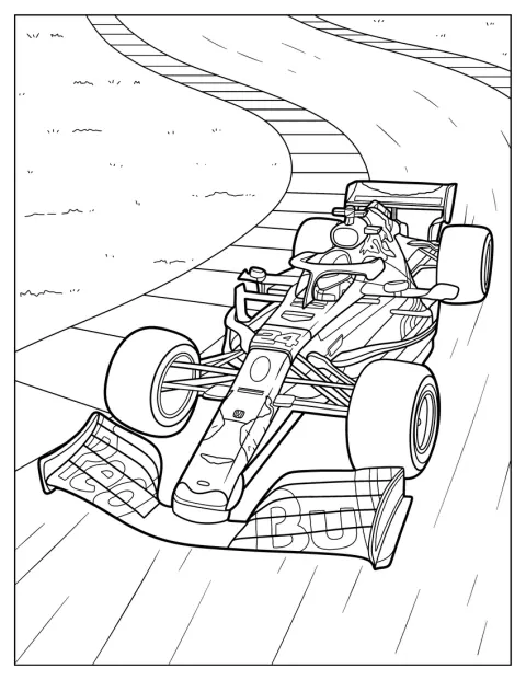 Red Bull Racing RB14 vises fra siden med vinger og store dekk.