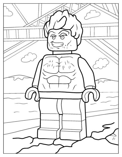 Hulk virnistää Lego-hahmona.