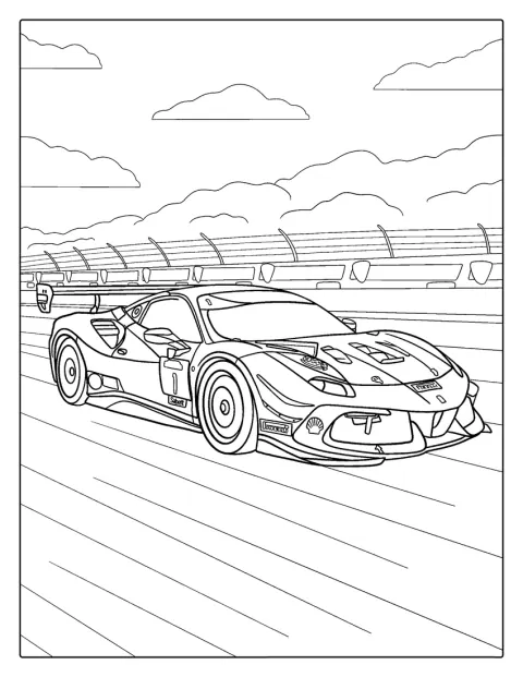 Una Ferrari sfreccia sul circuito in piena gara.