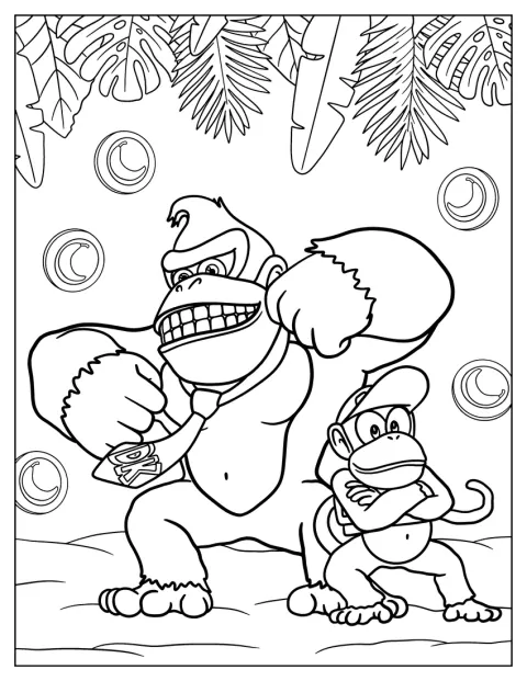 Coloring Page Of Diddy And Donkey Kong
