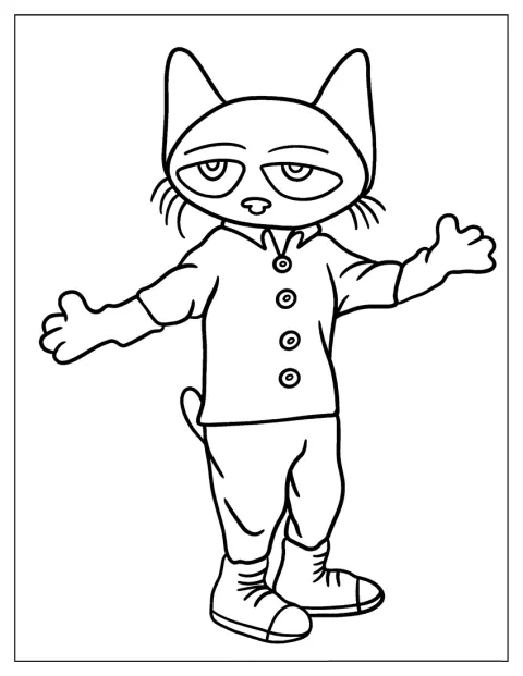 Pete the Cat este desenat într-un portret simplu, ușor de recunoscut.