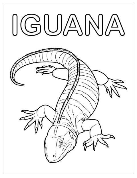 Realistinen leguaani ryömii eteenpäin.